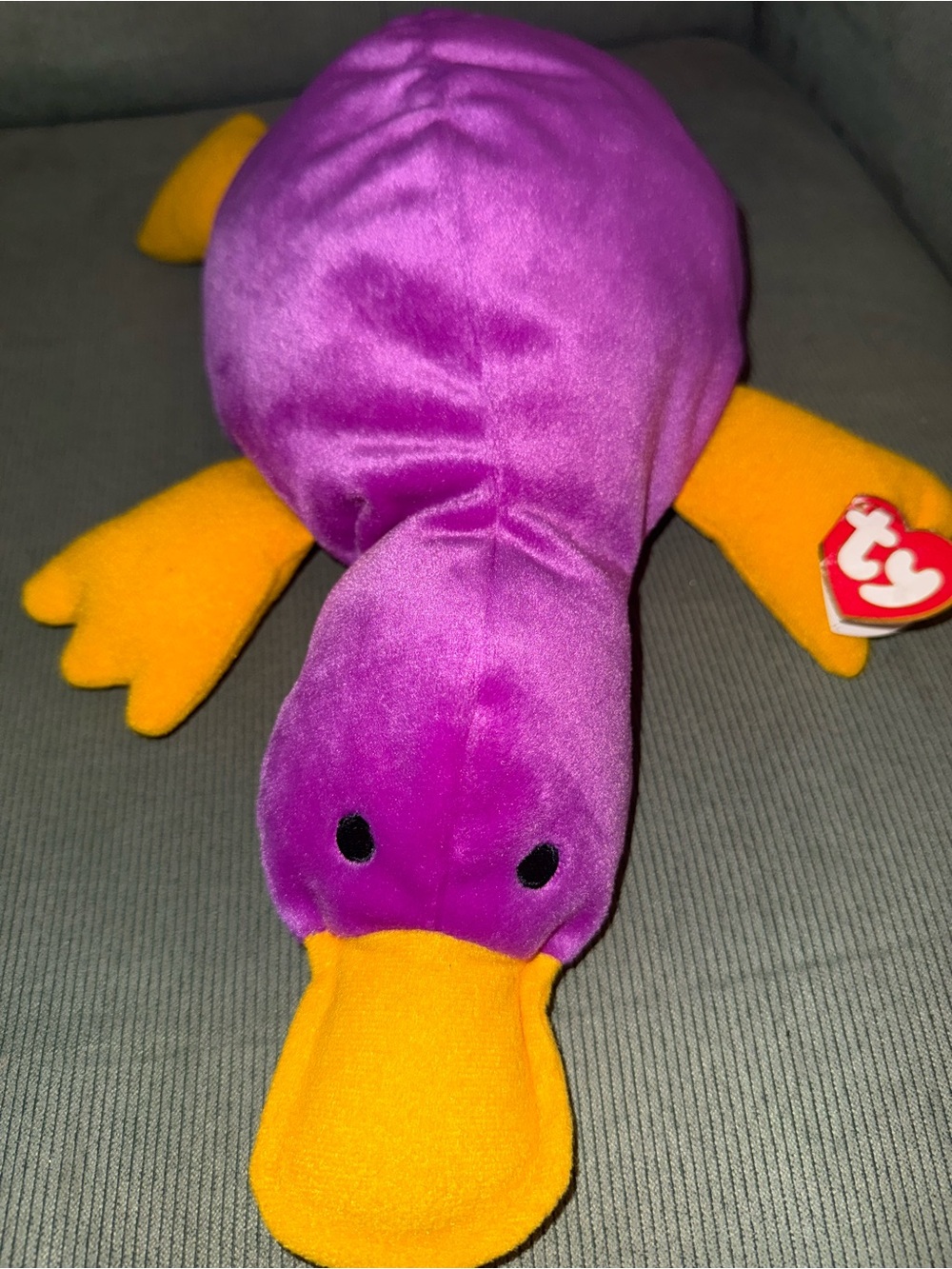 Ty Beanie Baby Purple & Yellow Plush Platypus